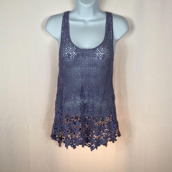 FANG Tops - Fang cotton floral crocheted tank M